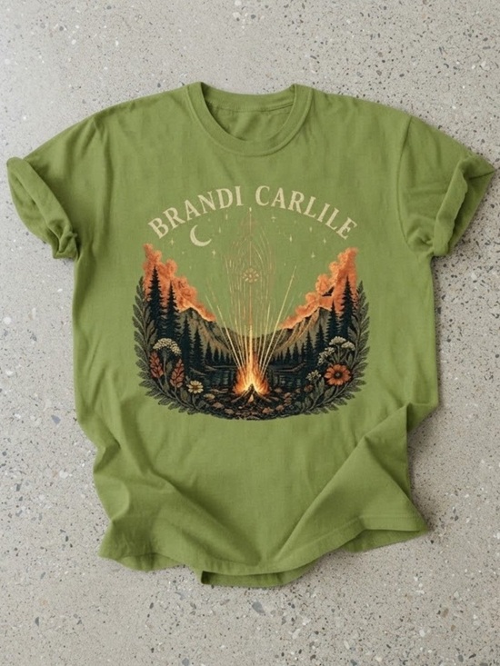 Gildan Tops - Brandi Carlile Nature Forest Campfire Art Gildan T-Shirt